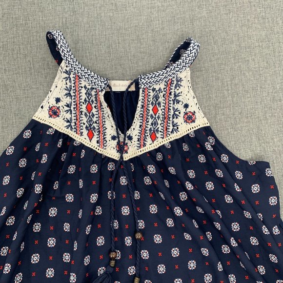 Altar'd State Boho Blouse Asymmetrical Sleeveless Top Paisley Print Tassel Front - Picture 2 of 14